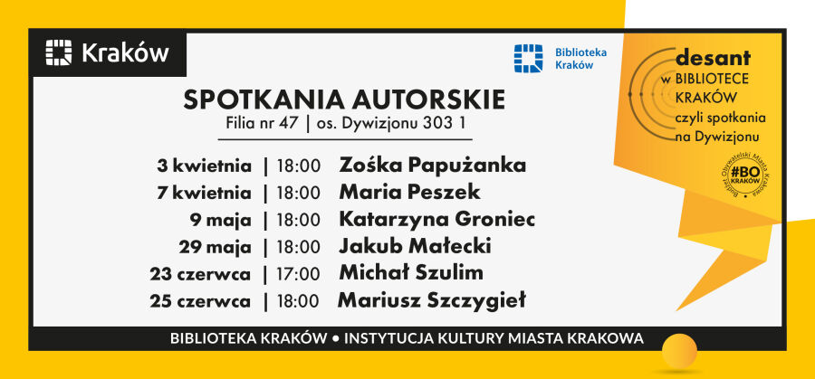 

Startujemy z cyklem „Desant w Bibliotece Kraków” – spotkania na Dywizjonu!